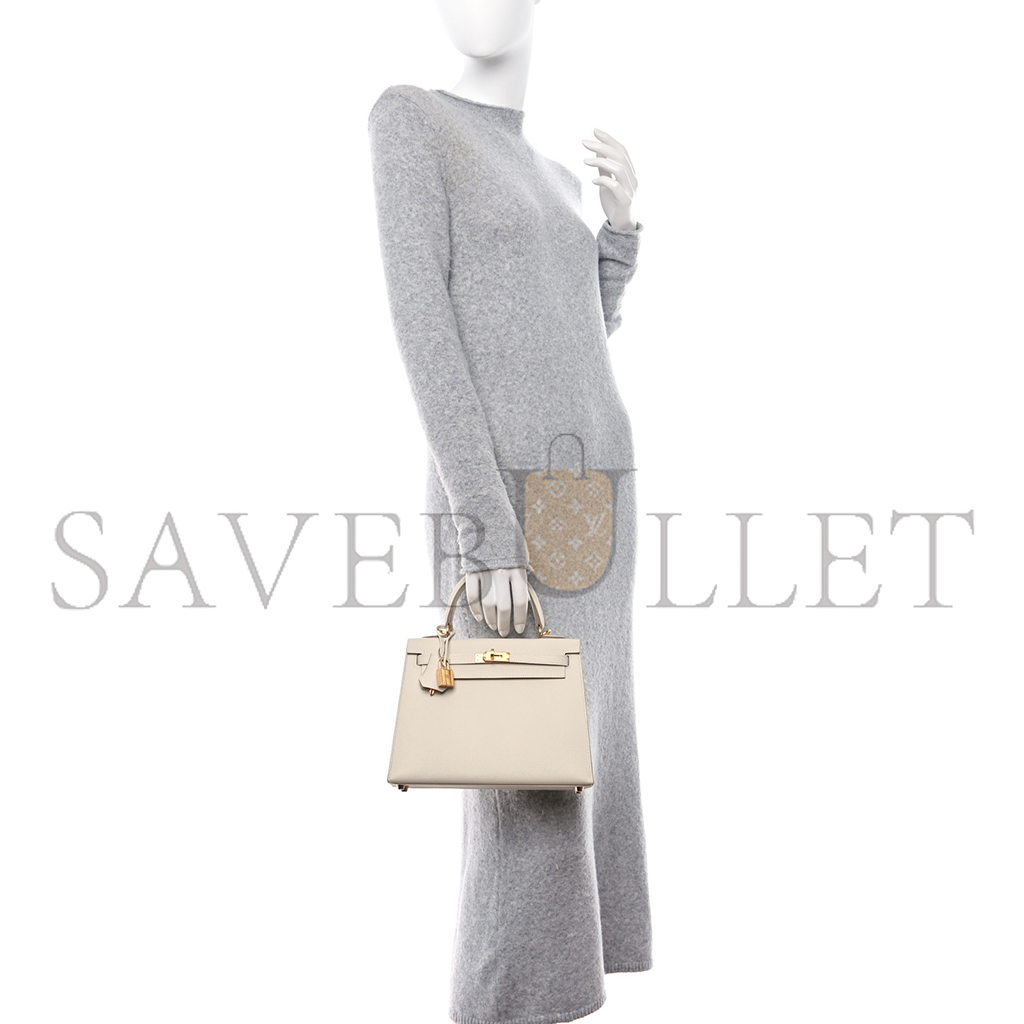 H**mes epsom kelly 25 milkshake white with golden brown lining (25*17*7cm)